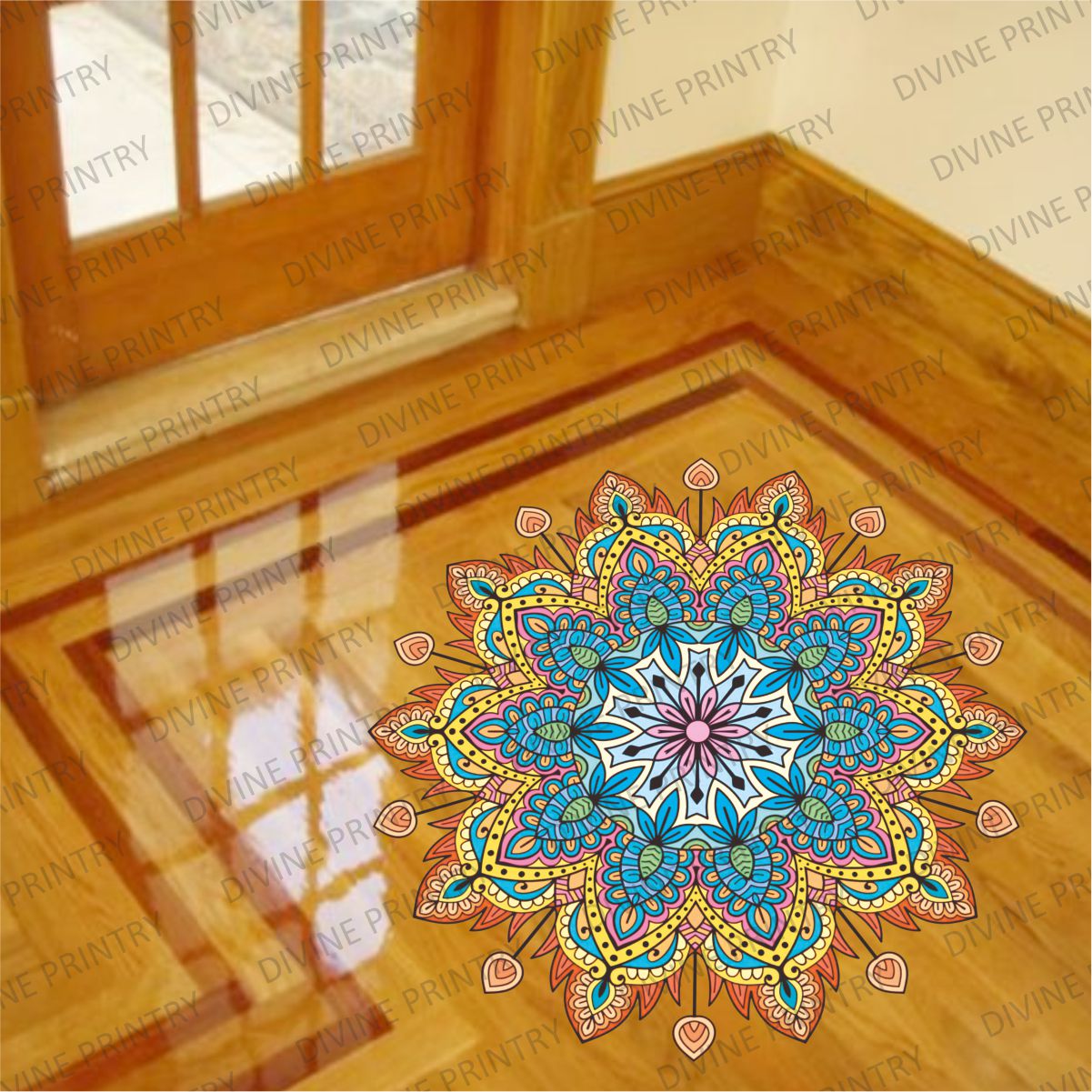 Homexa Decor | Rangoli Mandala Floor Sticker (Size 38 x 38 cm)