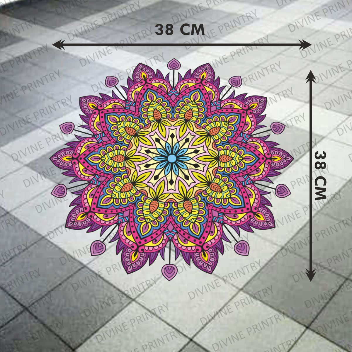 Homexa Decor | Rangoli Mandala Floor Sticker (Size 38 x 38 cm)