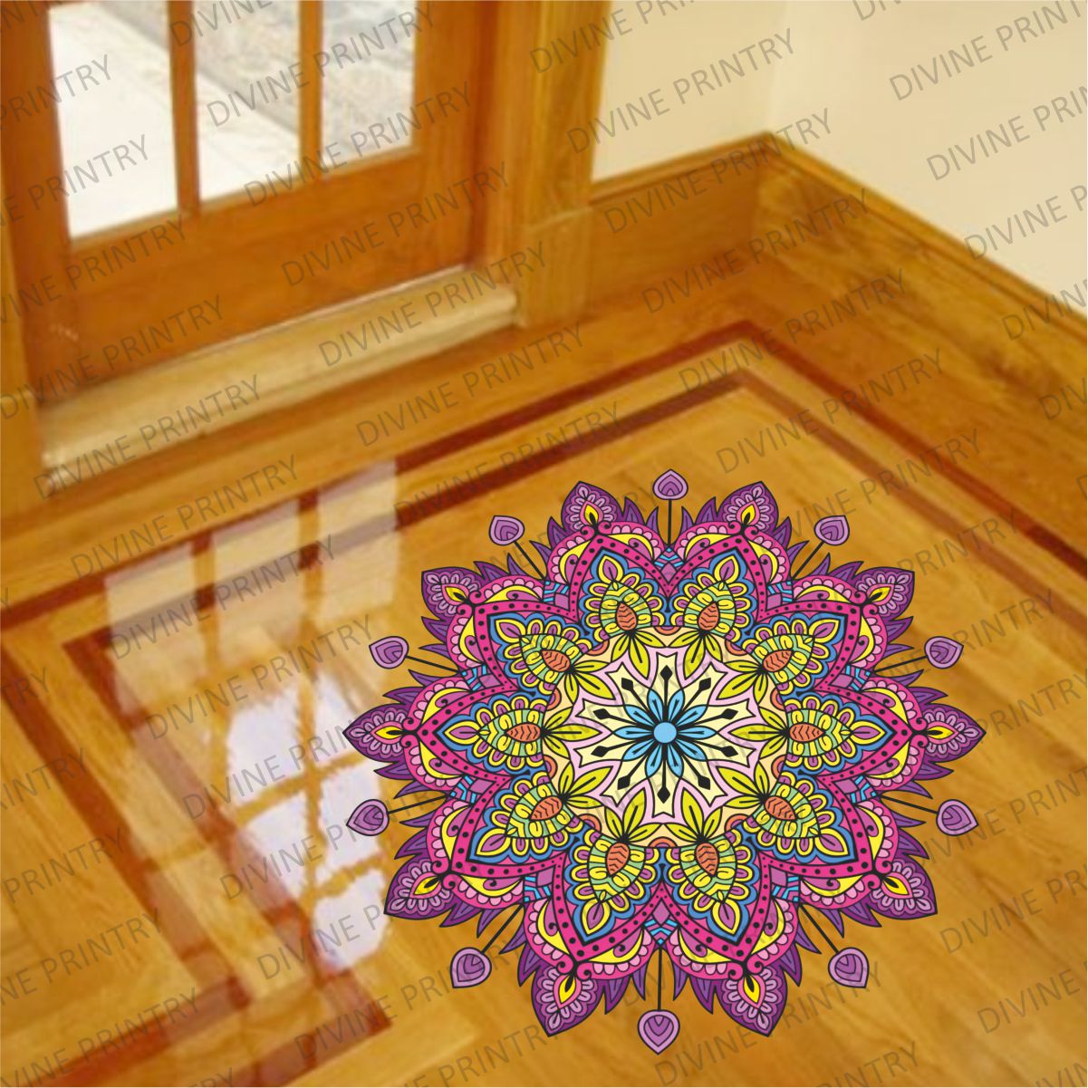 Homexa Decor | Rangoli Mandala Floor Sticker (Size 38 x 38 cm)