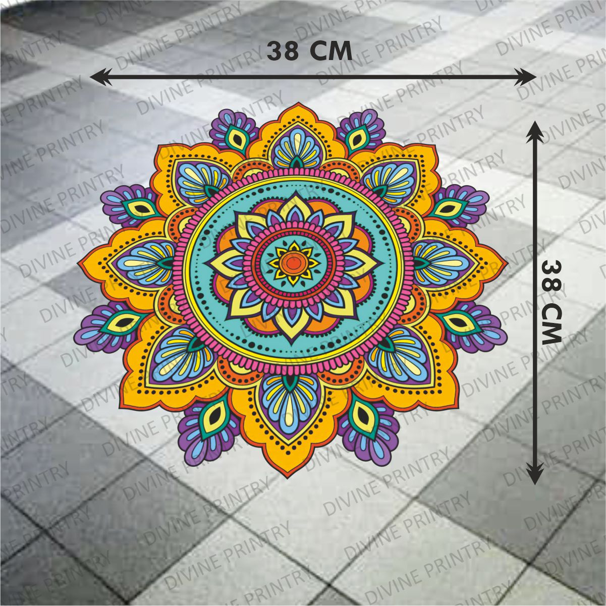 Homexa Decor | Rangoli Mandala Floor Sticker (Size 38 x 38 cm)