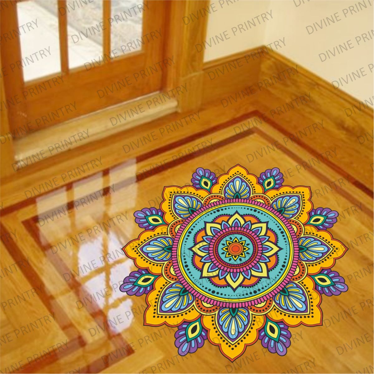 Homexa Decor | Rangoli Mandala Floor Sticker (Size 38 x 38 cm)