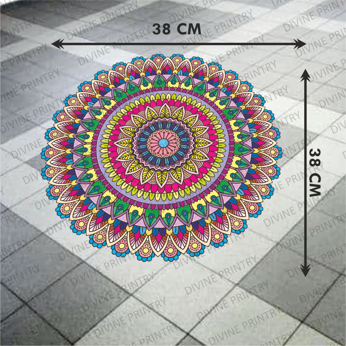 Homexa Decor | Rangoli Mandala Floor Sticker (Size 38 x 38 cm)