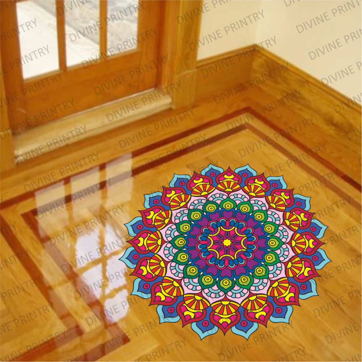 Homexa Decor | Rangoli Mandala Floor Sticker (Size 38 x 38 cm)