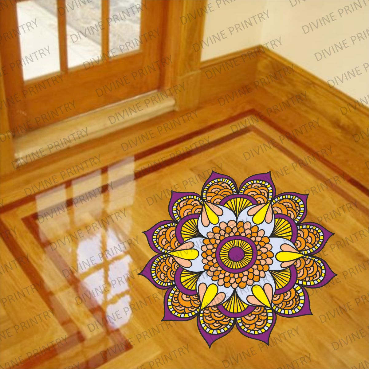 Homexa Decor | Rangoli Mandala Floor Sticker (Size 38 x 38 cm)