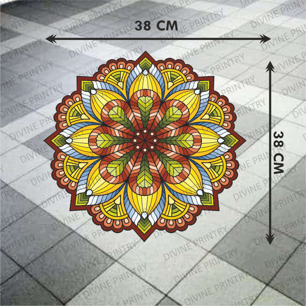 Homexa Decor | Rangoli Mandala Floor Sticker (Size 38 x 38 cm)