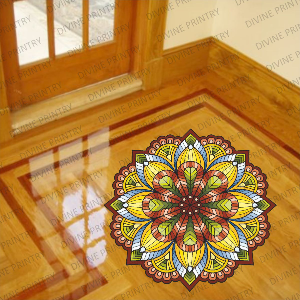 Homexa Decor | Rangoli Mandala Floor Sticker (Size 38 x 38 cm)