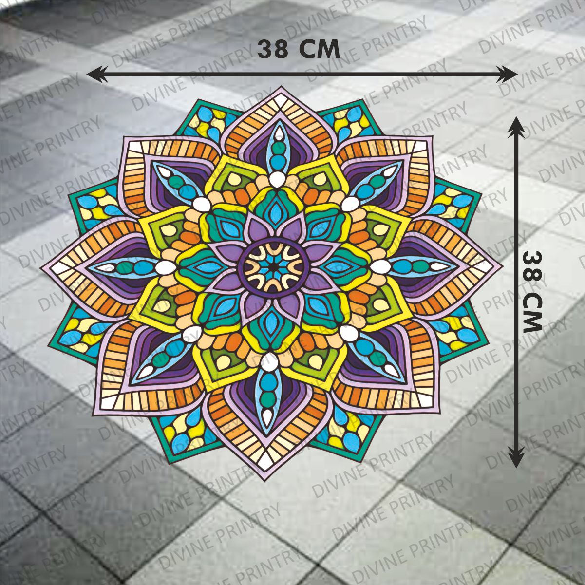 Homexa Decor | Rangoli Mandala Floor Sticker (Size 38 x 38 cm)