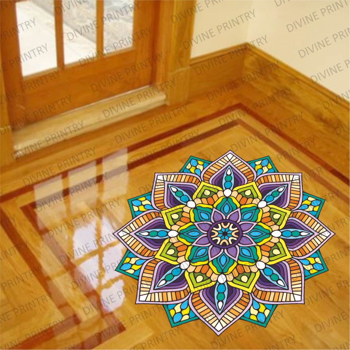 Homexa Decor | Rangoli Mandala Floor Sticker (Size 38 x 38 cm)