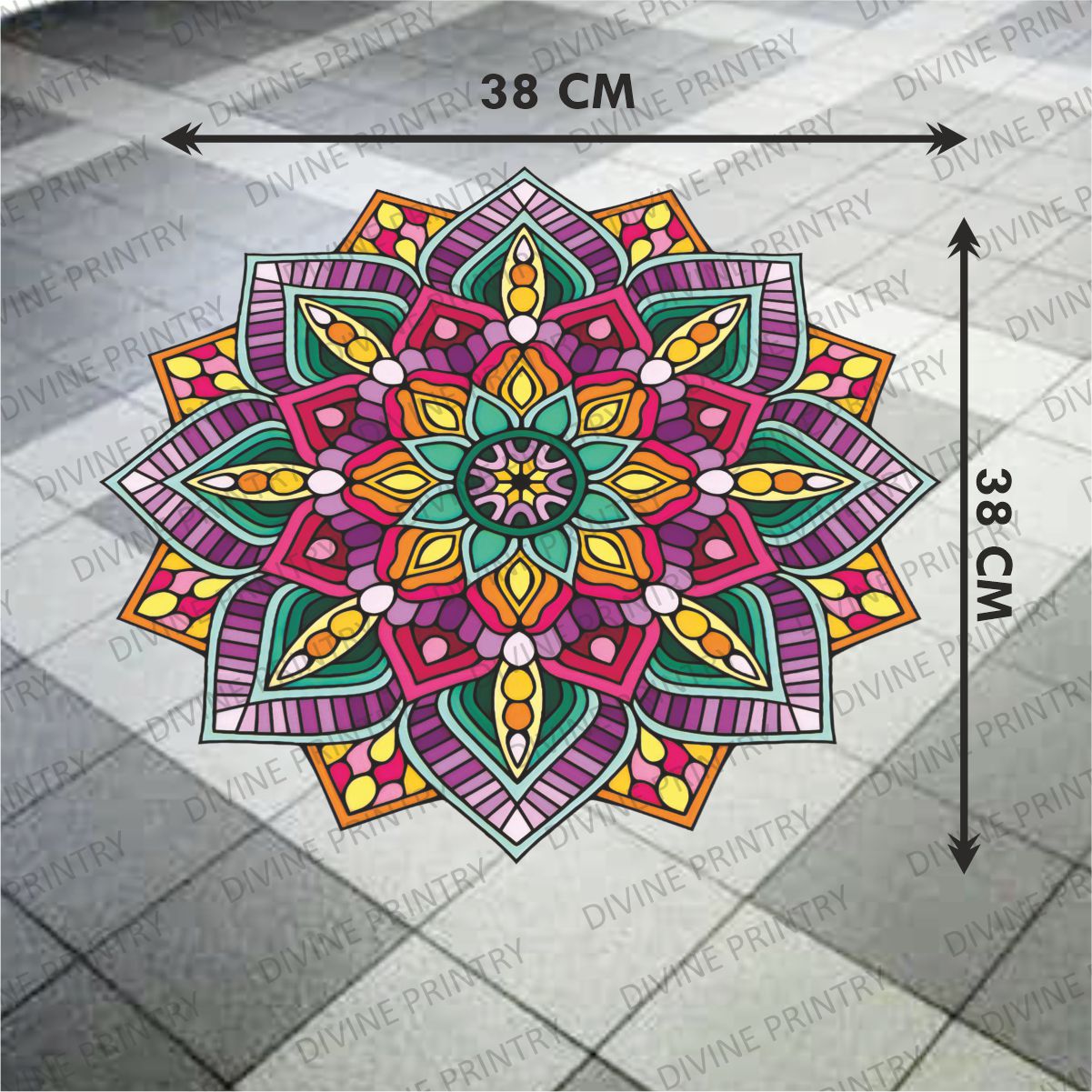 Homexa Decor | Rangoli Mandala Floor Sticker (Size 38 x 38 cm)