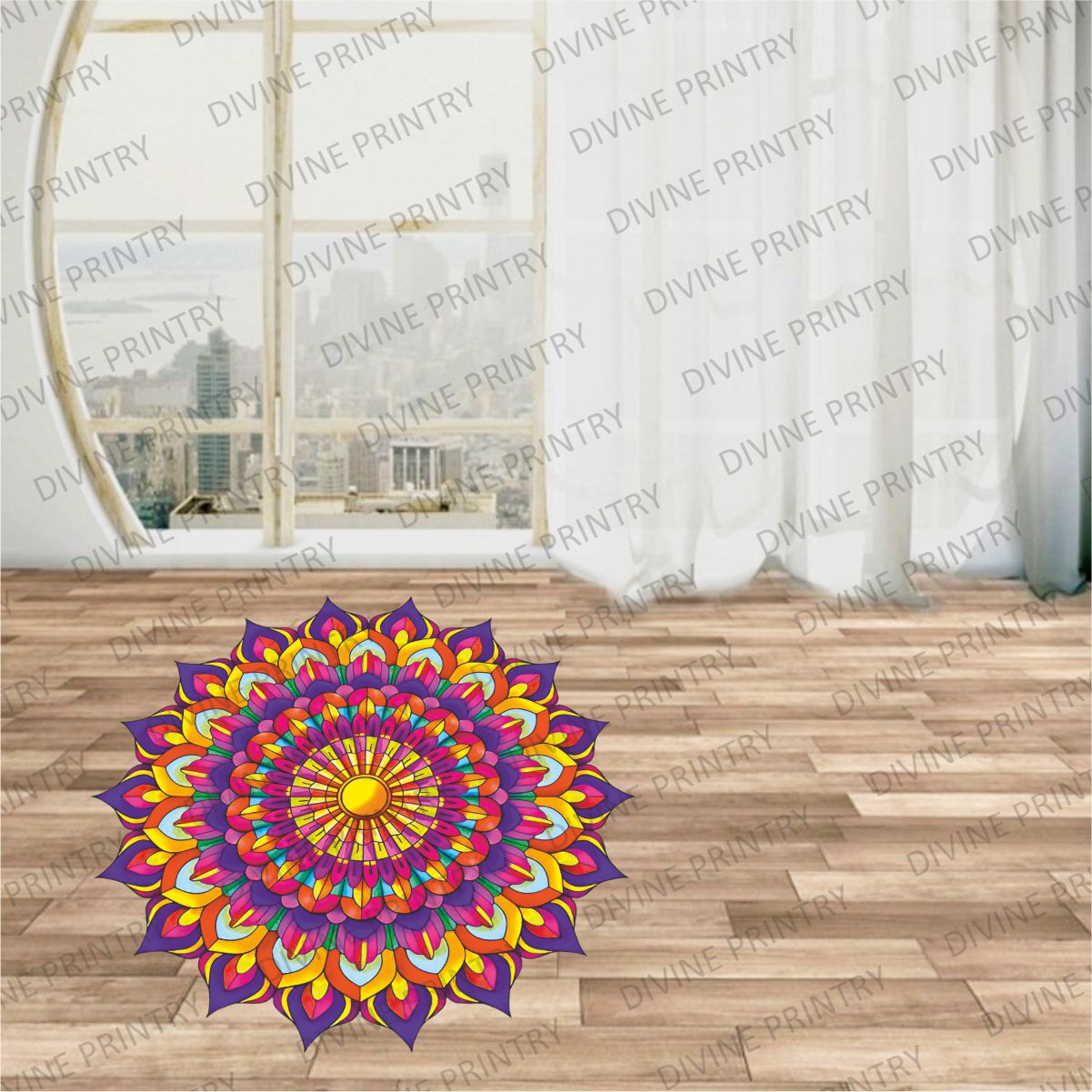 Homexa Decor | Rangoli Mandala Floor Sticker (Size 38 x 38 cm)