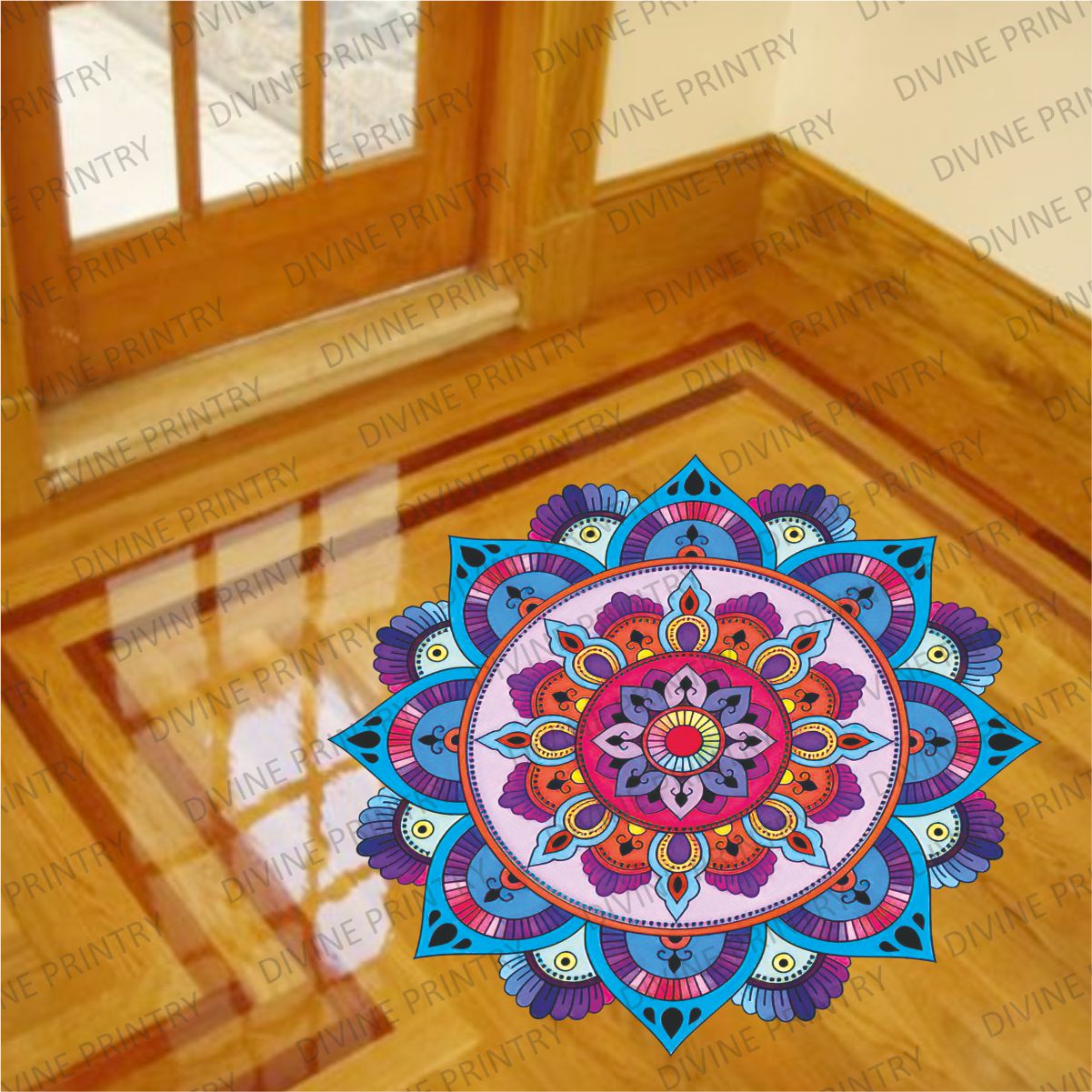 Homexa Decor | Rangoli Mandala Floor Sticker (Size 38 x 38 cm)