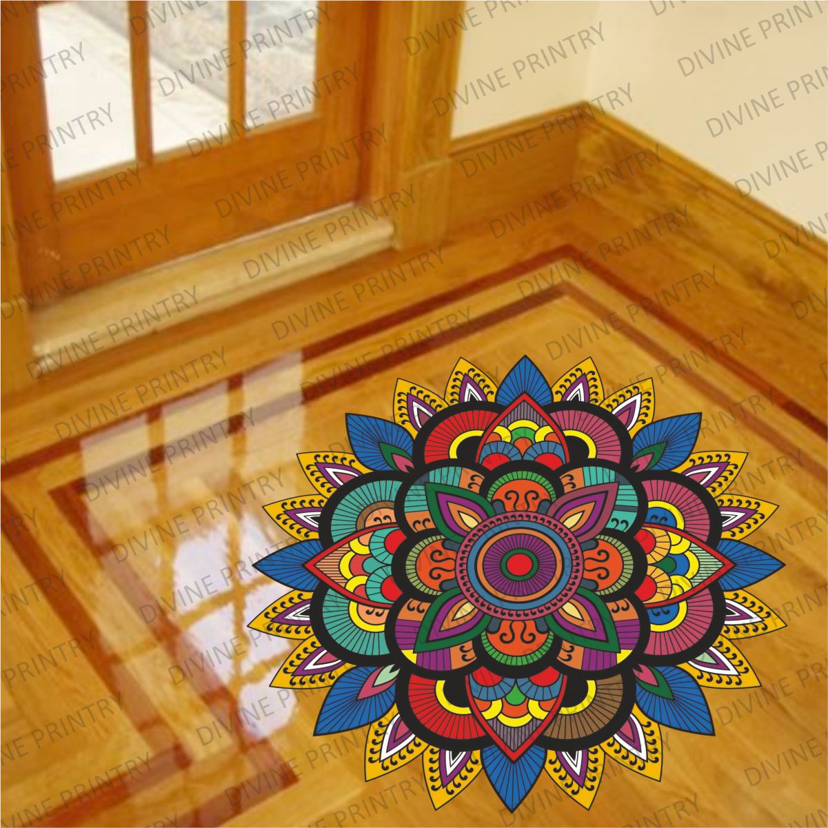 Homexa Decor | Rangoli Mandala Floor Sticker (Size 38 x 38 cm)