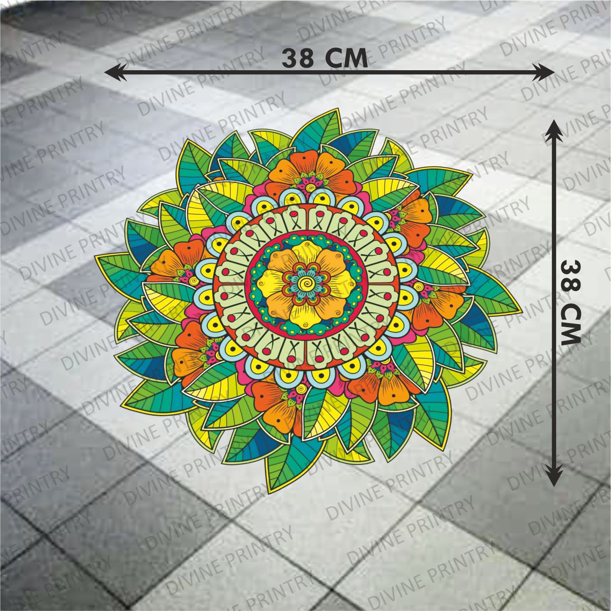 Homexa Decor | Rangoli Mandala Floor Sticker (Size 38 x 38 cm)