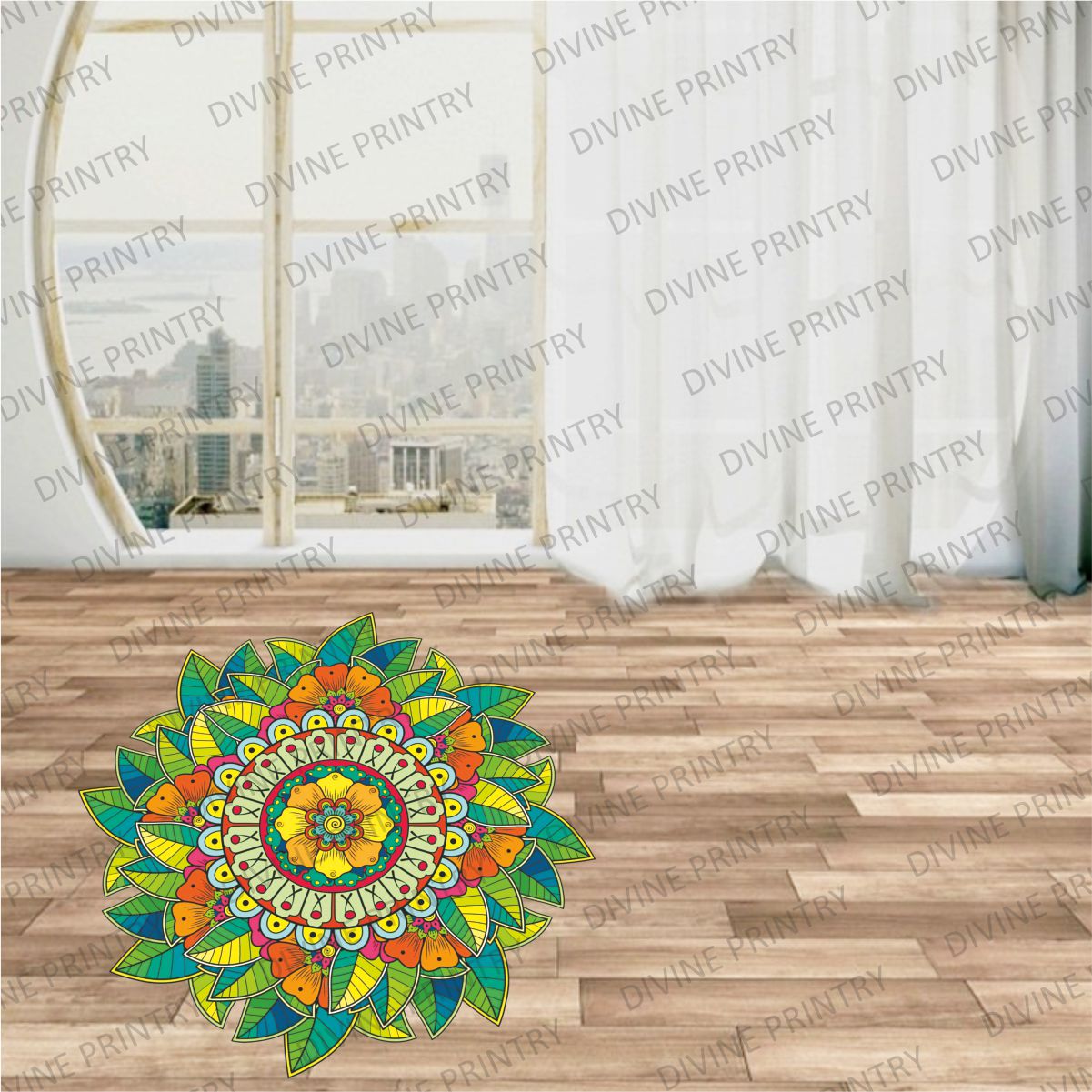 Homexa Decor | Rangoli Mandala Floor Sticker (Size 38 x 38 cm)