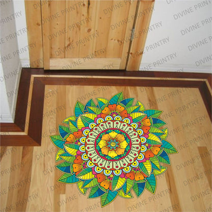 Homexa Decor | Rangoli Mandala Floor Sticker (Size 38 x 38 cm)