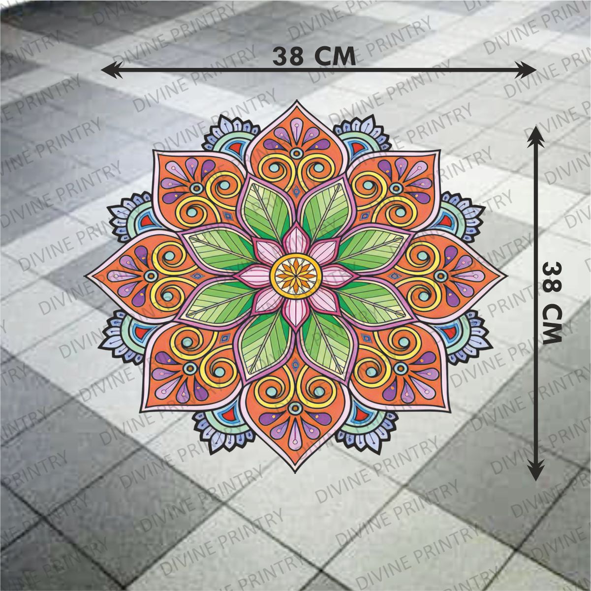 Homexa Decor | Rangoli Mandala Floor Sticker (Size 38 x 38 cm)