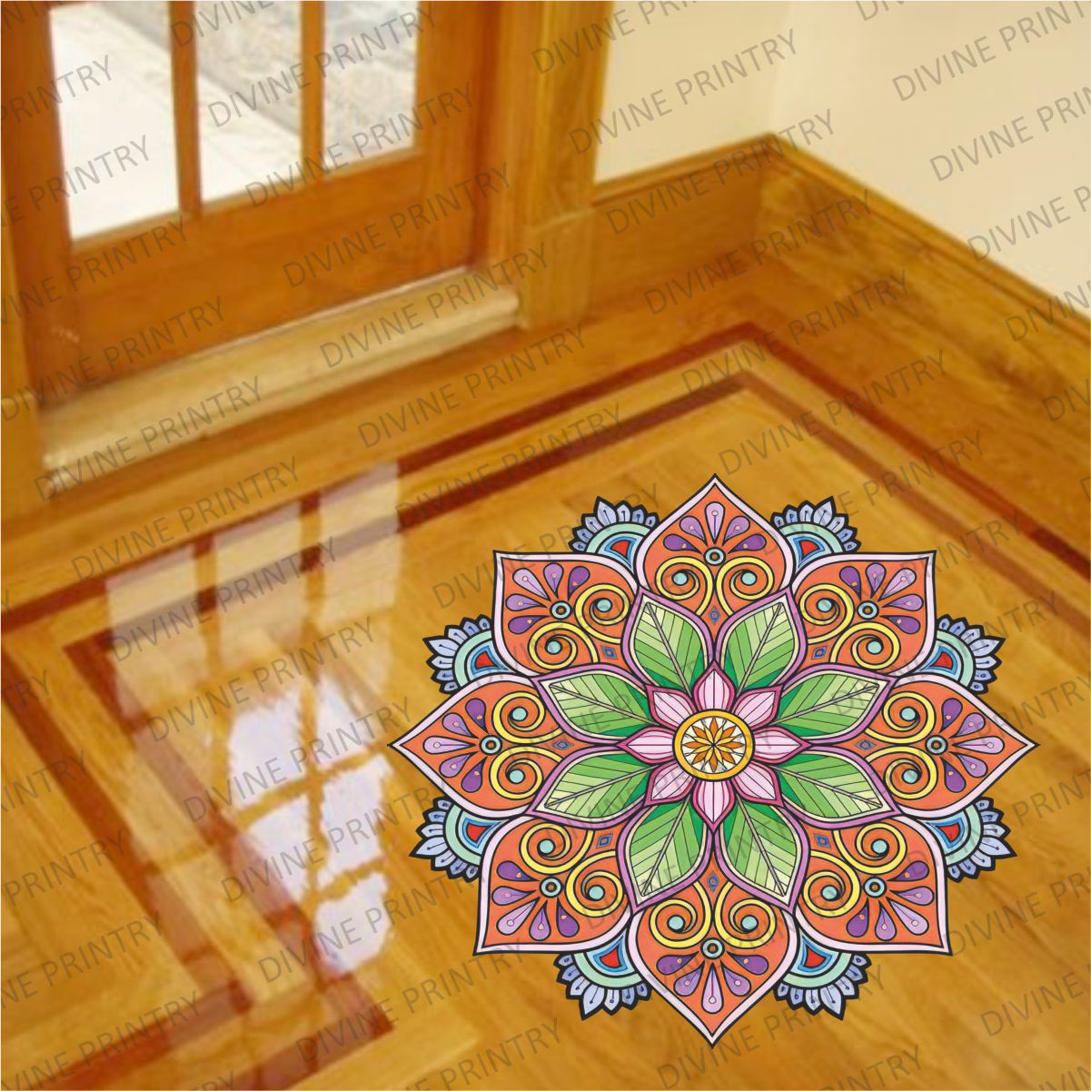 Homexa Decor | Rangoli Mandala Floor Sticker (Size 38 x 38 cm)