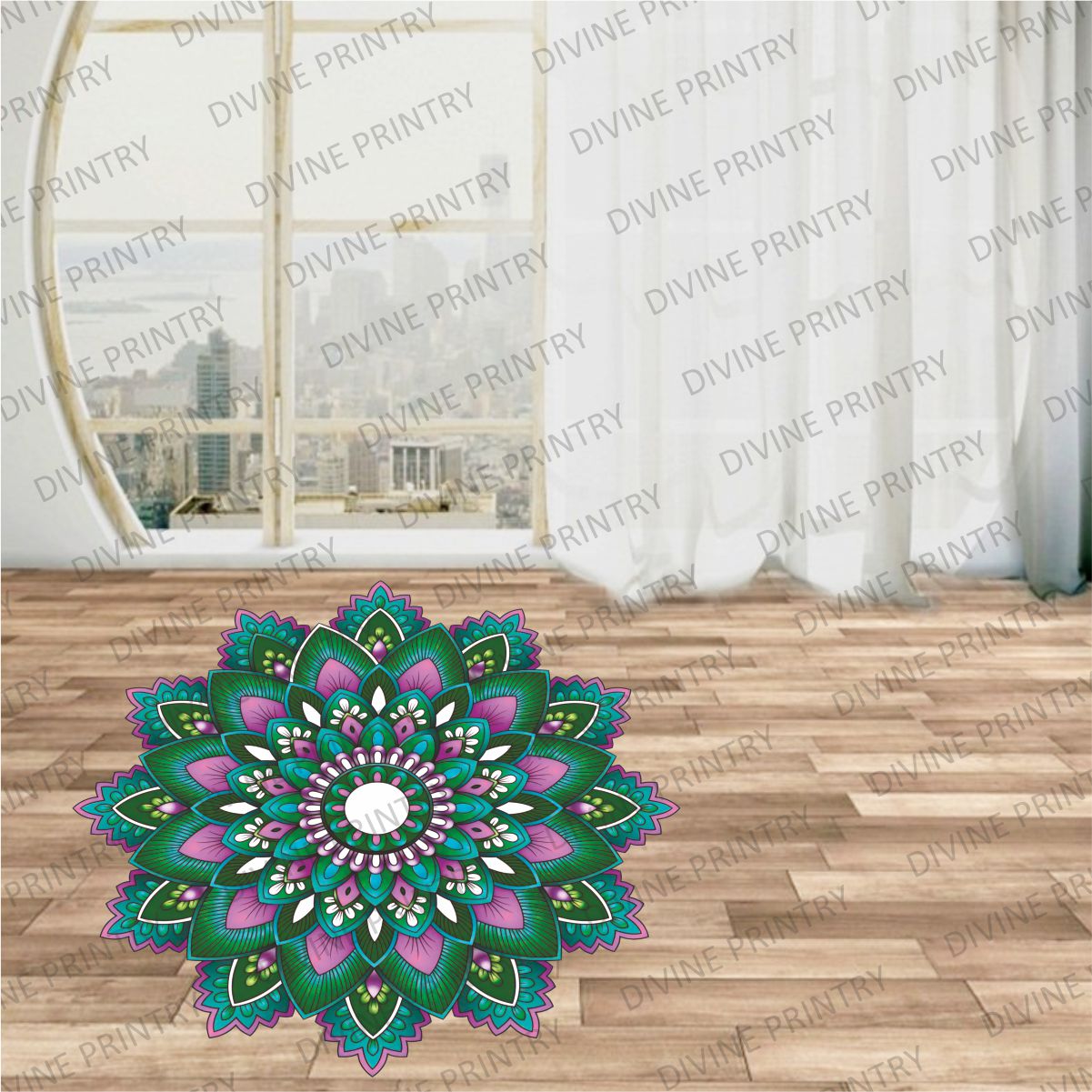 Homexa Decor | Rangoli Mandala Floor Sticker (Size 38 x 38 cm)