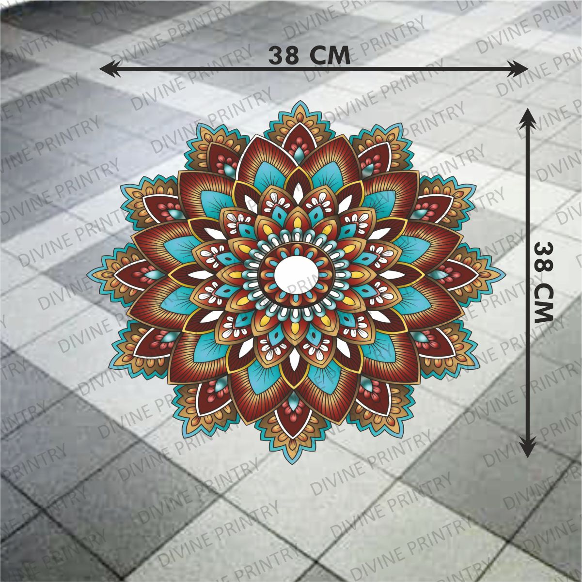 Homexa Decor | Rangoli Mandala Floor Sticker (Size 38 x 38 cm)