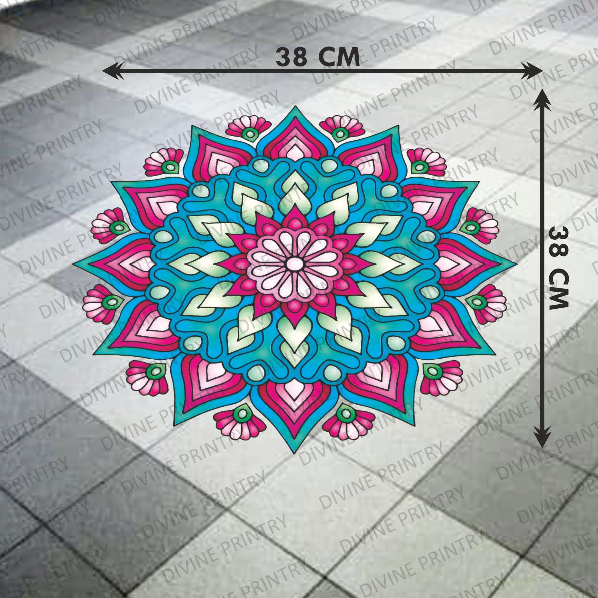 Homexa Decor | Rangoli Mandala Floor Sticker (Size 38 x 38 cm)