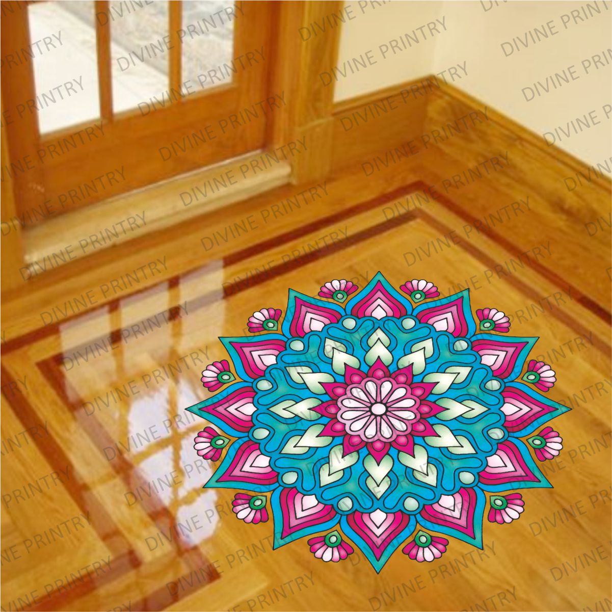 Homexa Decor | Rangoli Mandala Floor Sticker (Size 38 x 38 cm)