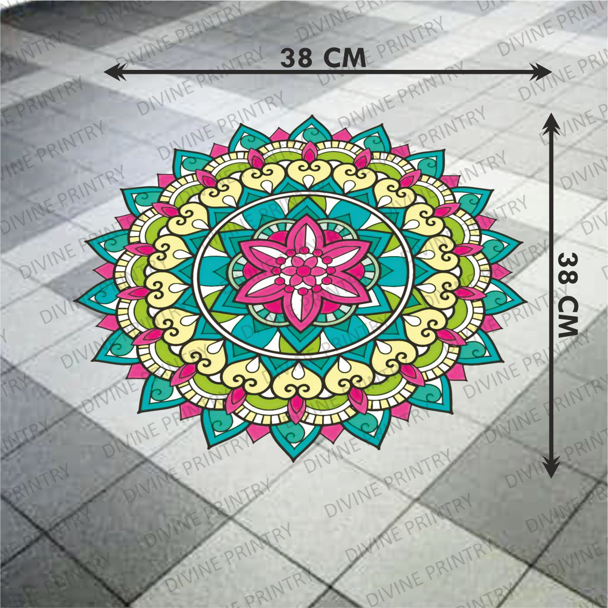 Homexa Decor | Rangoli Mandala Floor Sticker (Size 38 x 38 cm)