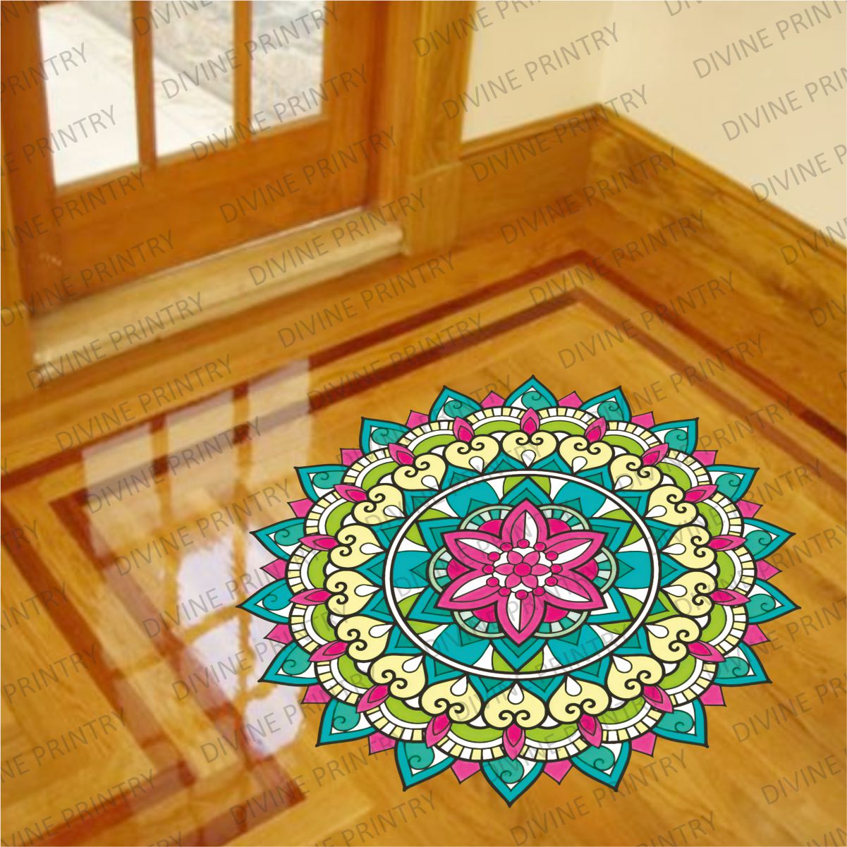 Homexa Decor | Rangoli Mandala Floor Sticker (Size 38 x 38 cm)