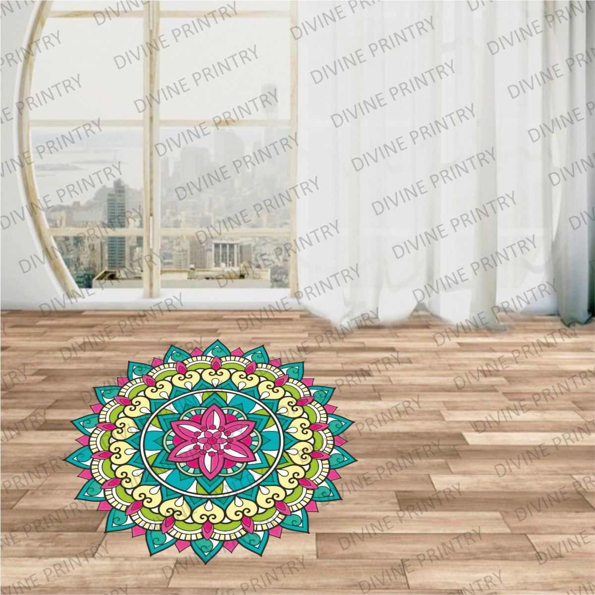 Homexa Decor | Rangoli Mandala Floor Sticker (Size 38 x 38 cm)