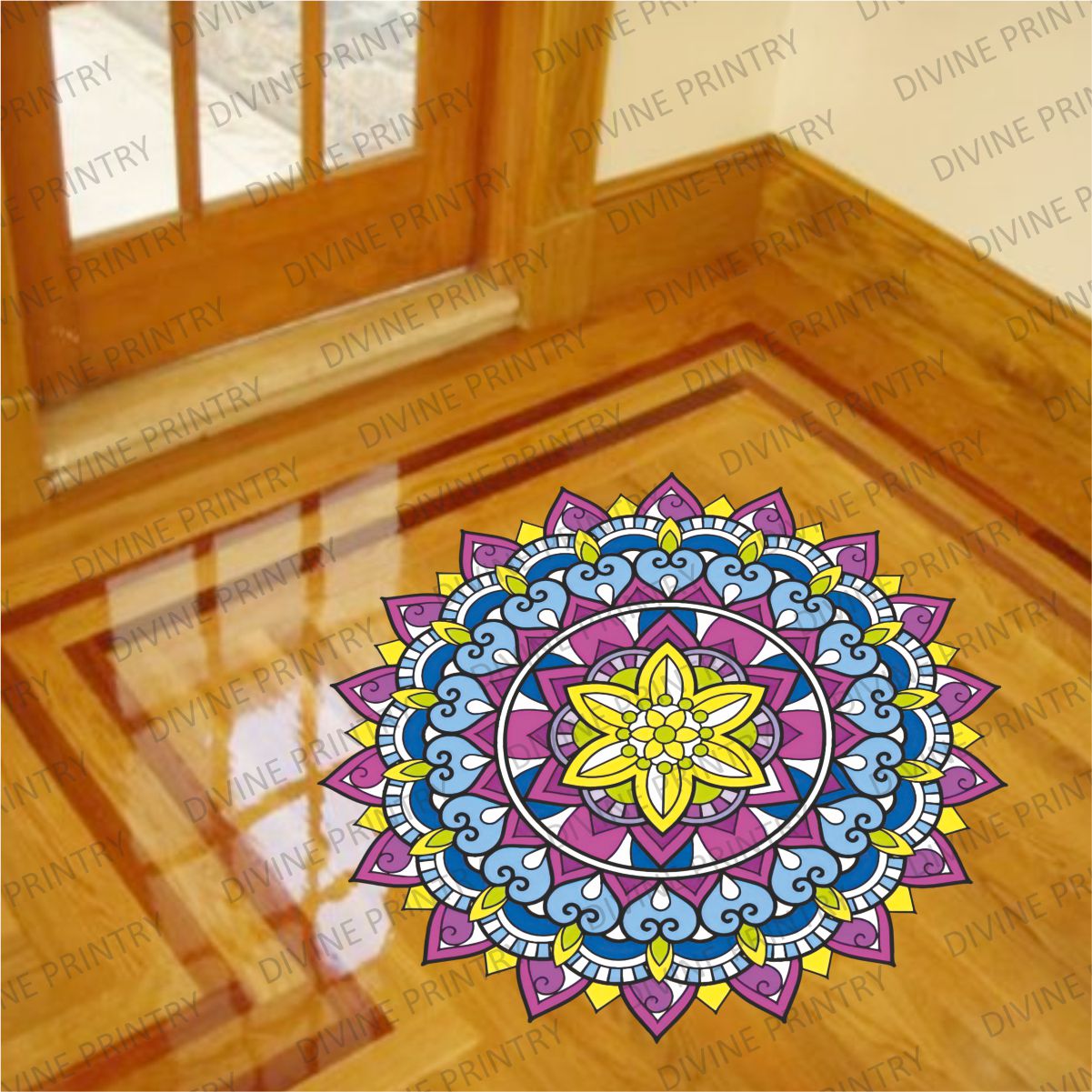 Homexa Decor | Rangoli Mandala Floor Sticker (Size 38 x 38 cm)