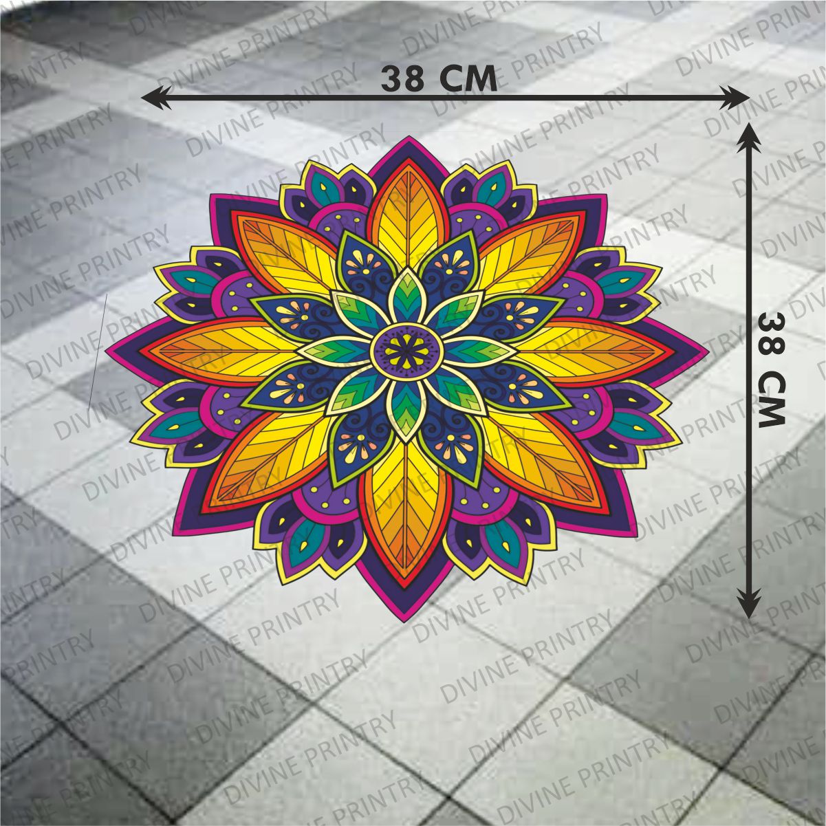 Homexa Decor | Rangoli Mandala Floor Sticker (Size 38 x 38 cm)