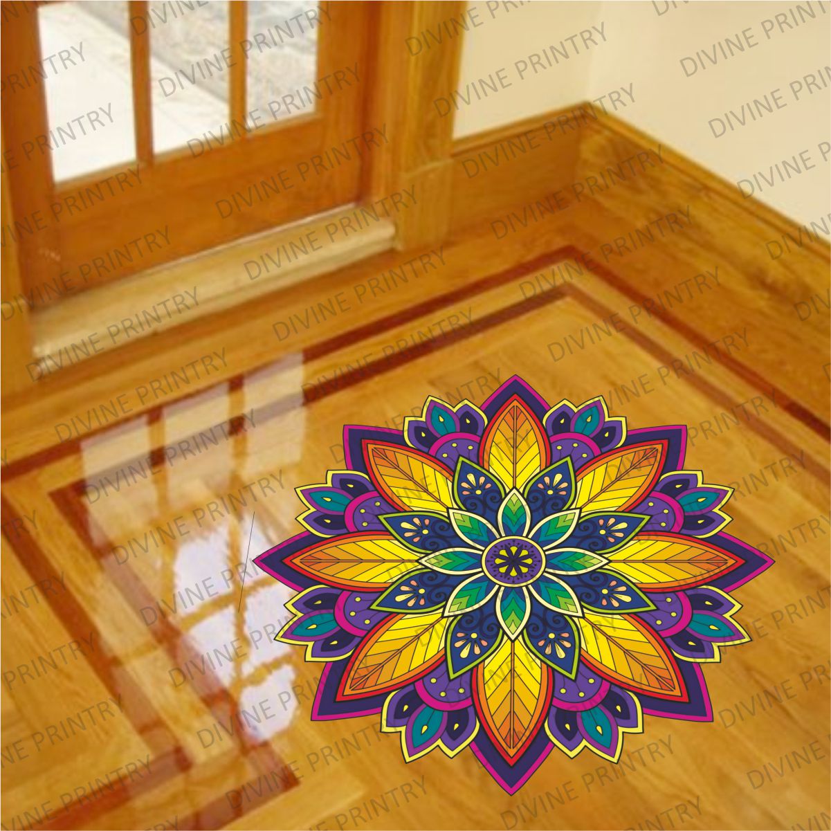 Homexa Decor | Rangoli Mandala Floor Sticker (Size 38 x 38 cm)