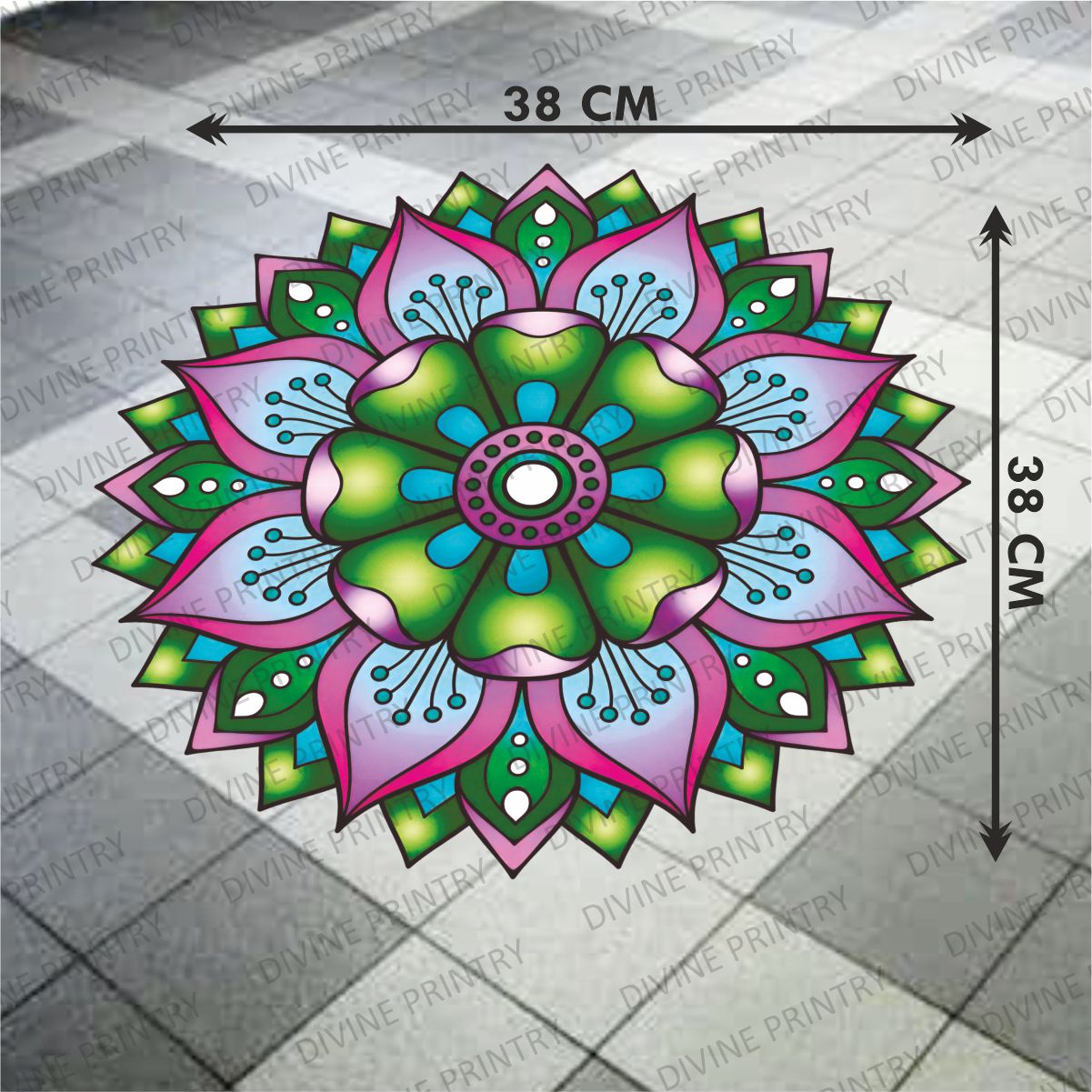 Homexa Decor | Rangoli Mandala Floor Sticker (Size 38 x 38 cm)