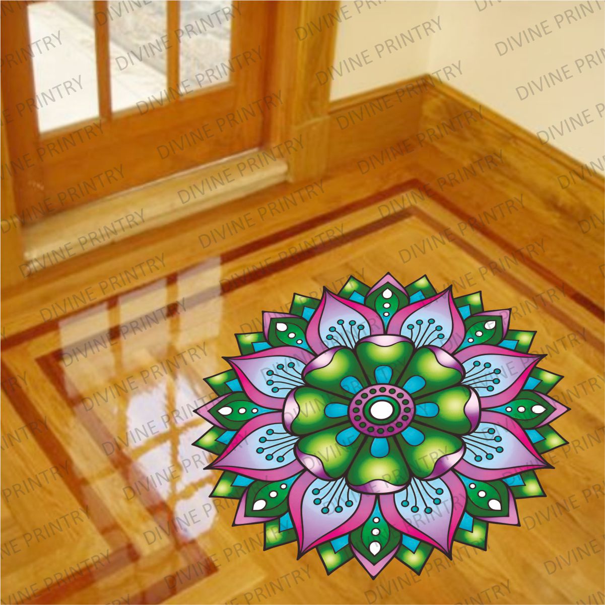 Homexa Decor | Rangoli Mandala Floor Sticker (Size 38 x 38 cm)