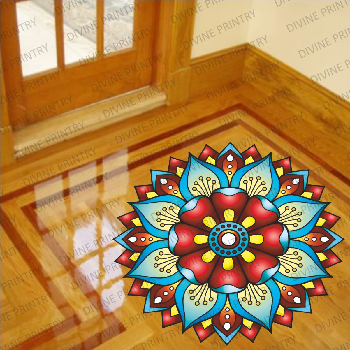 Homexa Decor | Rangoli Mandala Floor Sticker (Size 38 x 38 cm)