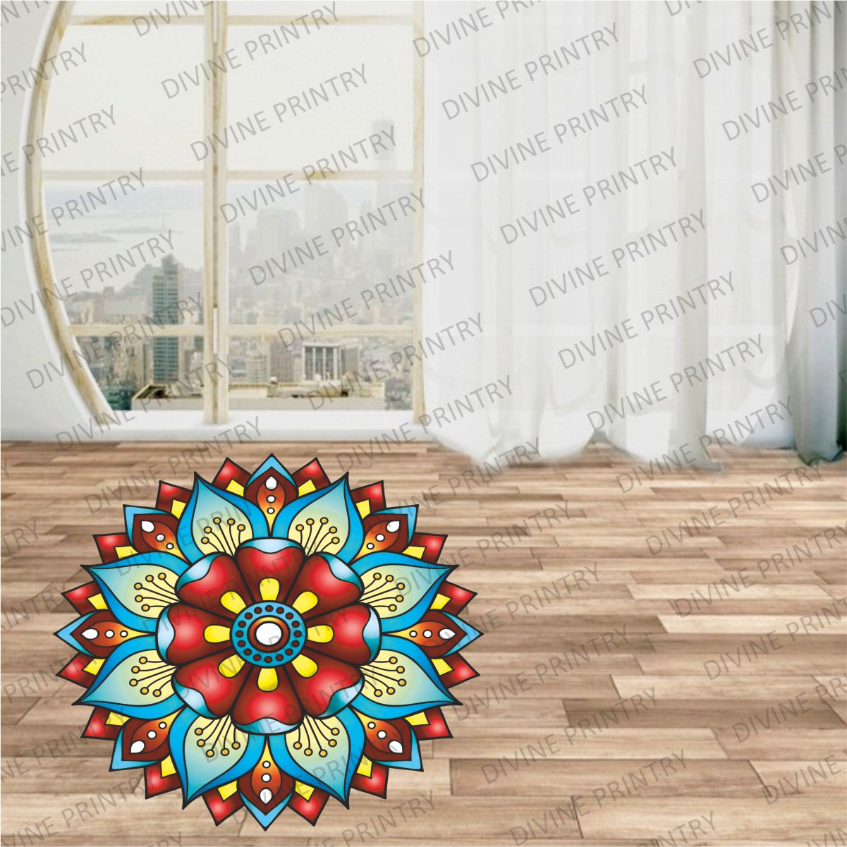 Homexa Decor | Rangoli Mandala Floor Sticker (Size 38 x 38 cm)