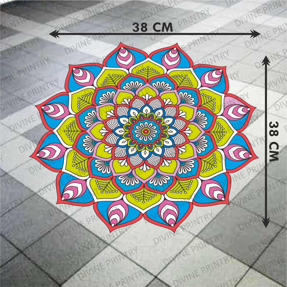 Homexa Decor | Rangoli Mandala Floor Sticker (Size 38 x 38 cm)