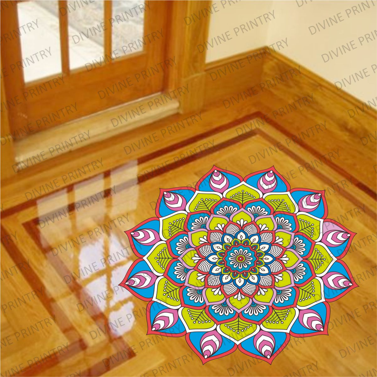 Homexa Decor | Rangoli Mandala Floor Sticker (Size 38 x 38 cm)