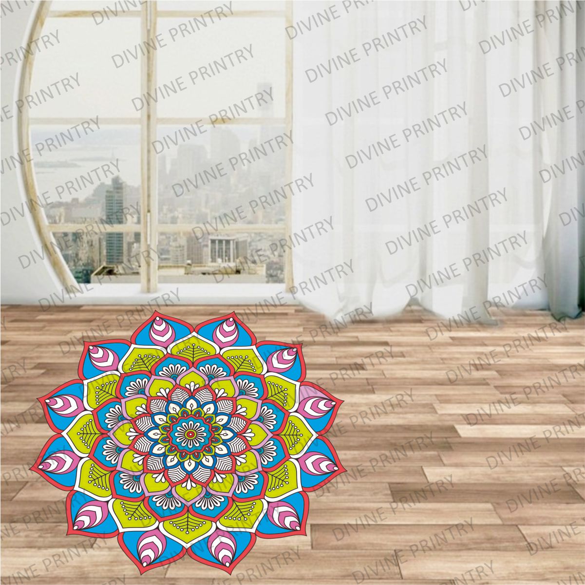 Homexa Decor | Rangoli Mandala Floor Sticker (Size 38 x 38 cm)