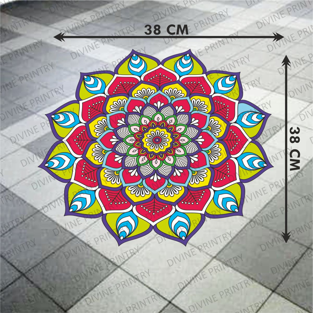 Homexa Decor | Rangoli Mandala Floor Sticker (Size 38 x 38 cm)