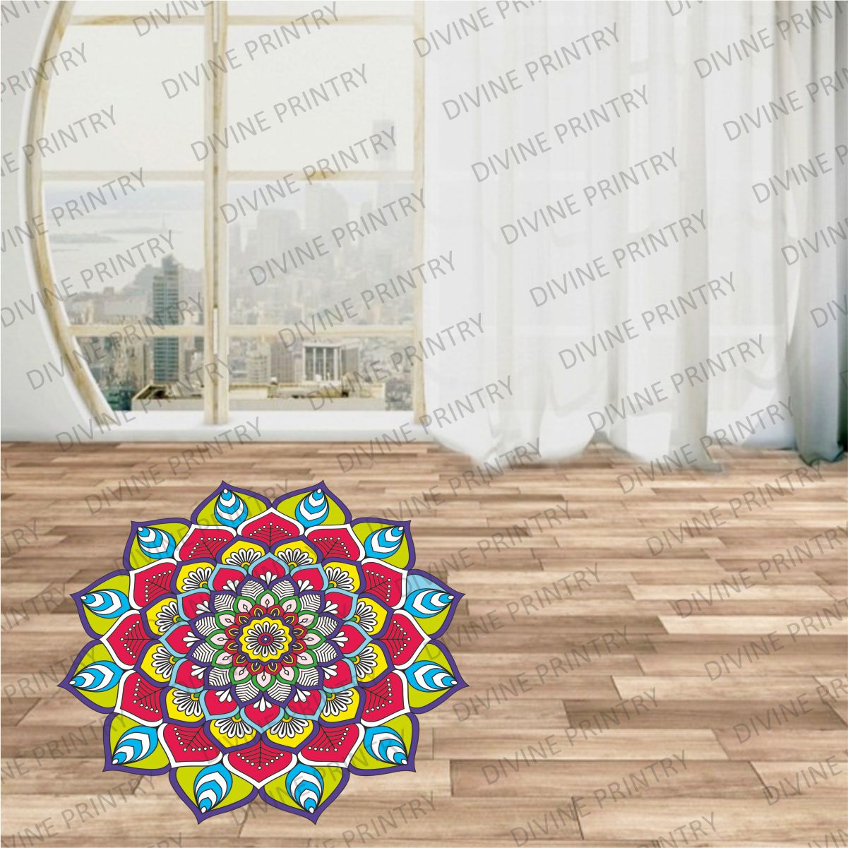 Homexa Decor | Rangoli Mandala Floor Sticker (Size 38 x 38 cm)