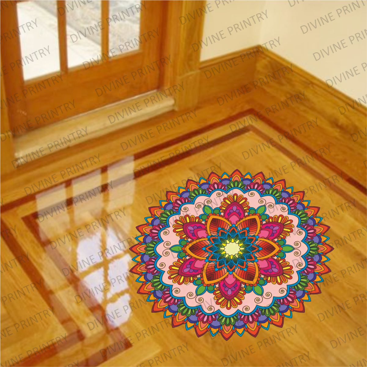 Homexa Decor | Rangoli Mandala Floor Sticker (Size 38 x 38 cm)