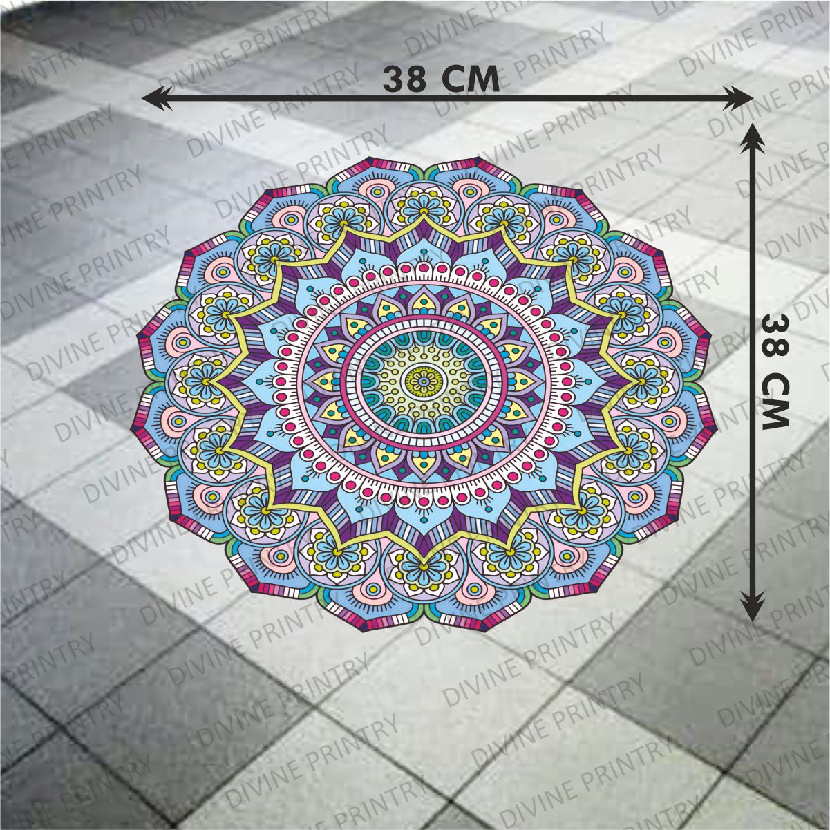 Homexa Decor | Rangoli Mandala Floor Sticker (Size 38 x 38 cm)