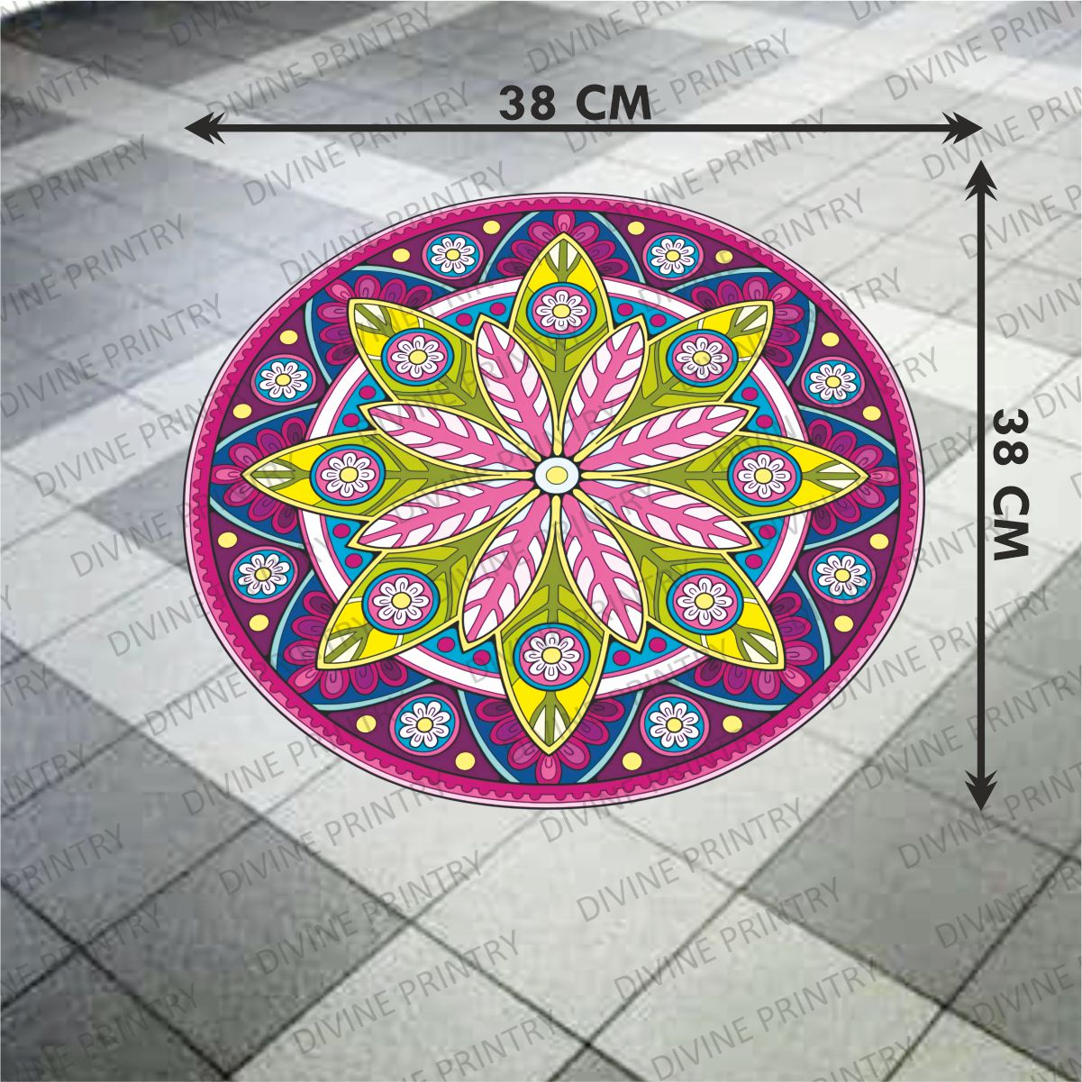 Homexa Decor | Rangoli Mandala Floor Sticker (Size 38 x 38 cm)