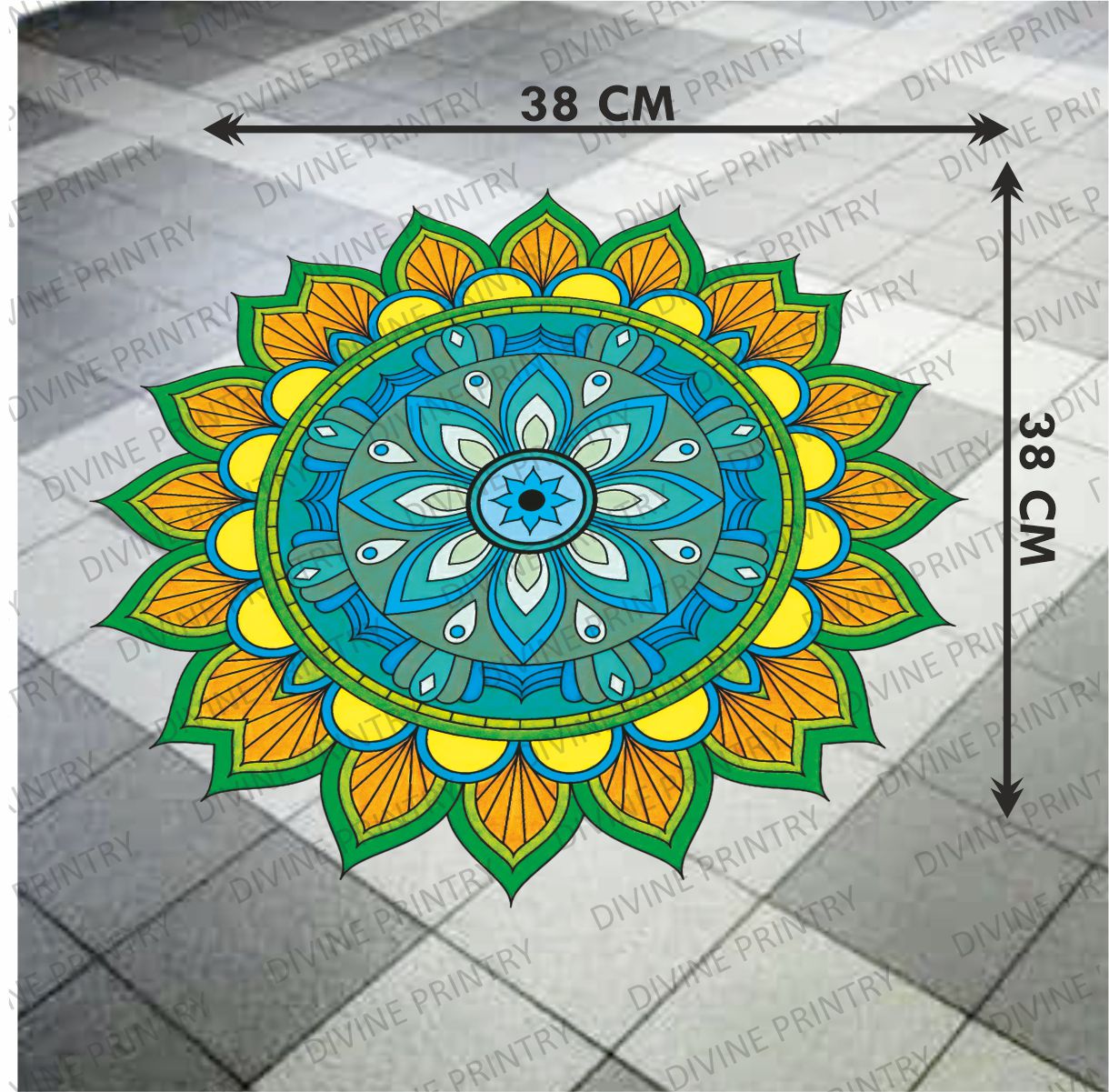 Homexa Decor | Rangoli Mandala Floor Sticker (Size 38 x 38 cm)