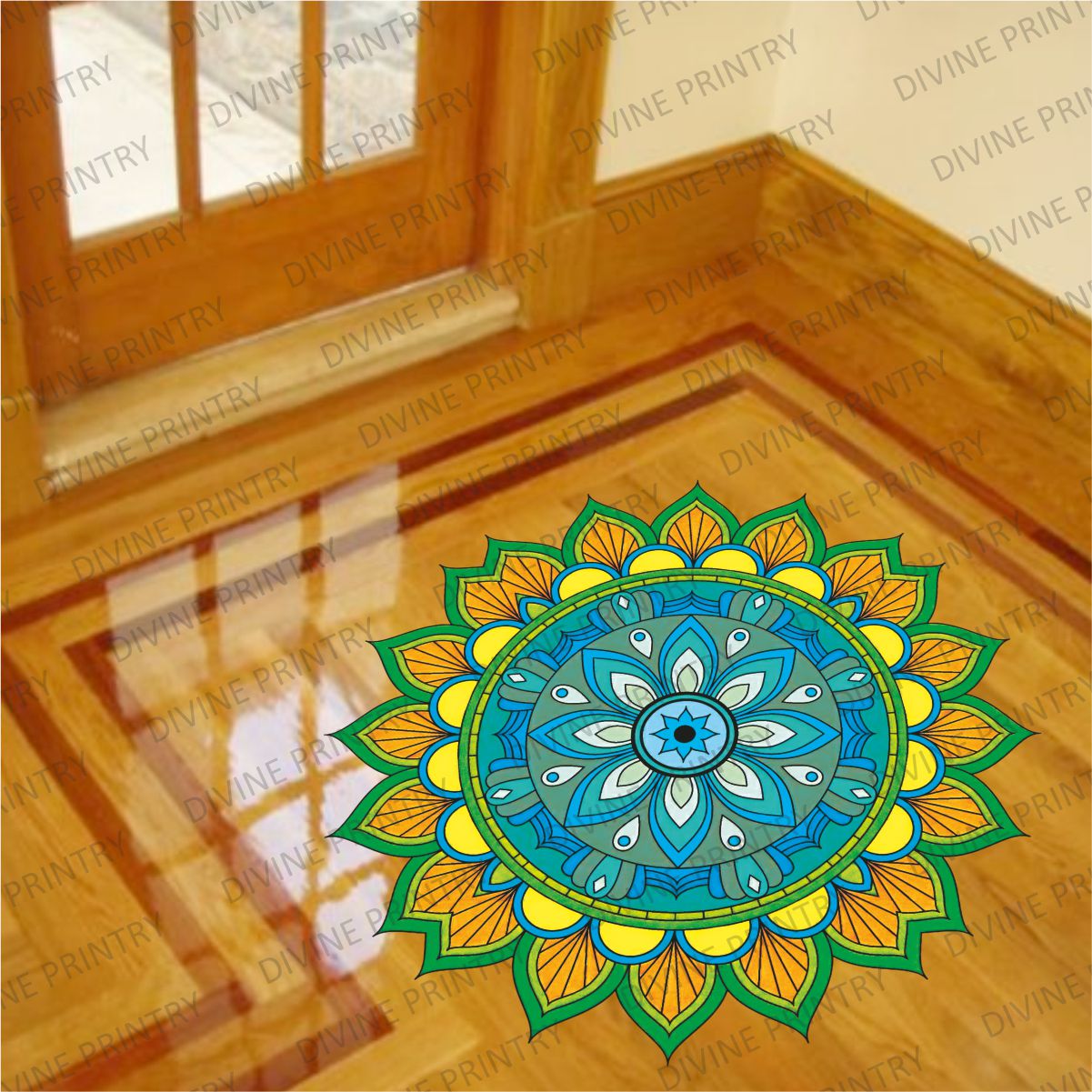 Homexa Decor | Rangoli Mandala Floor Sticker (Size 38 x 38 cm)