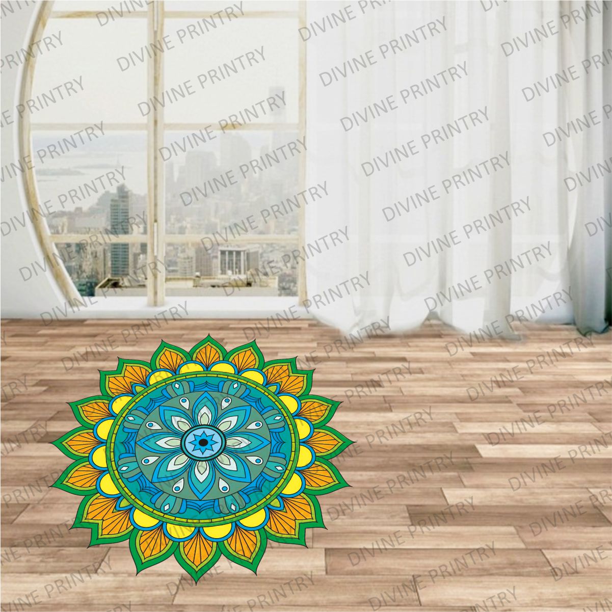 Homexa Decor | Rangoli Mandala Floor Sticker (Size 38 x 38 cm)