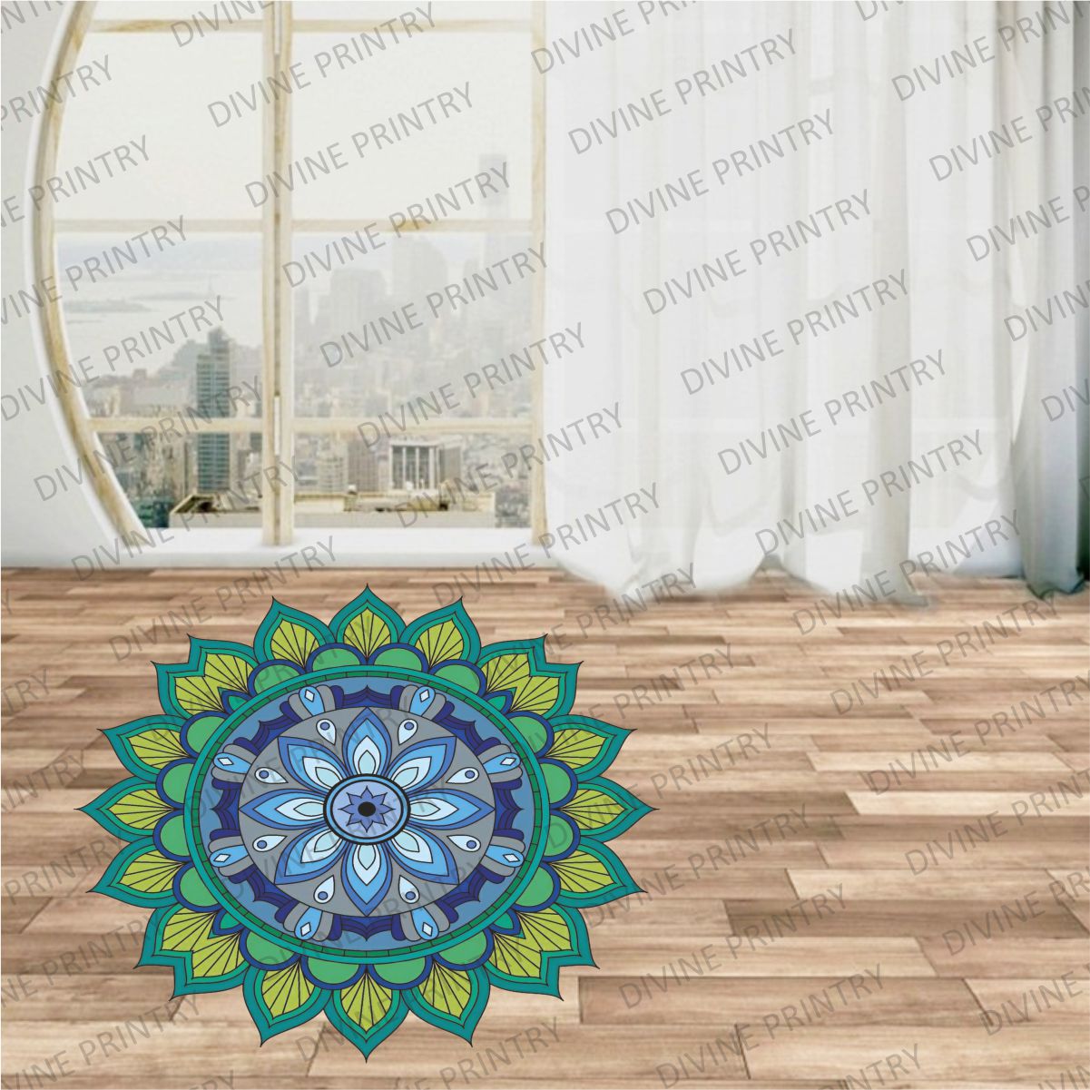 Homexa Decor | Rangoli Mandala Floor Sticker (Size 38 x 38 cm)