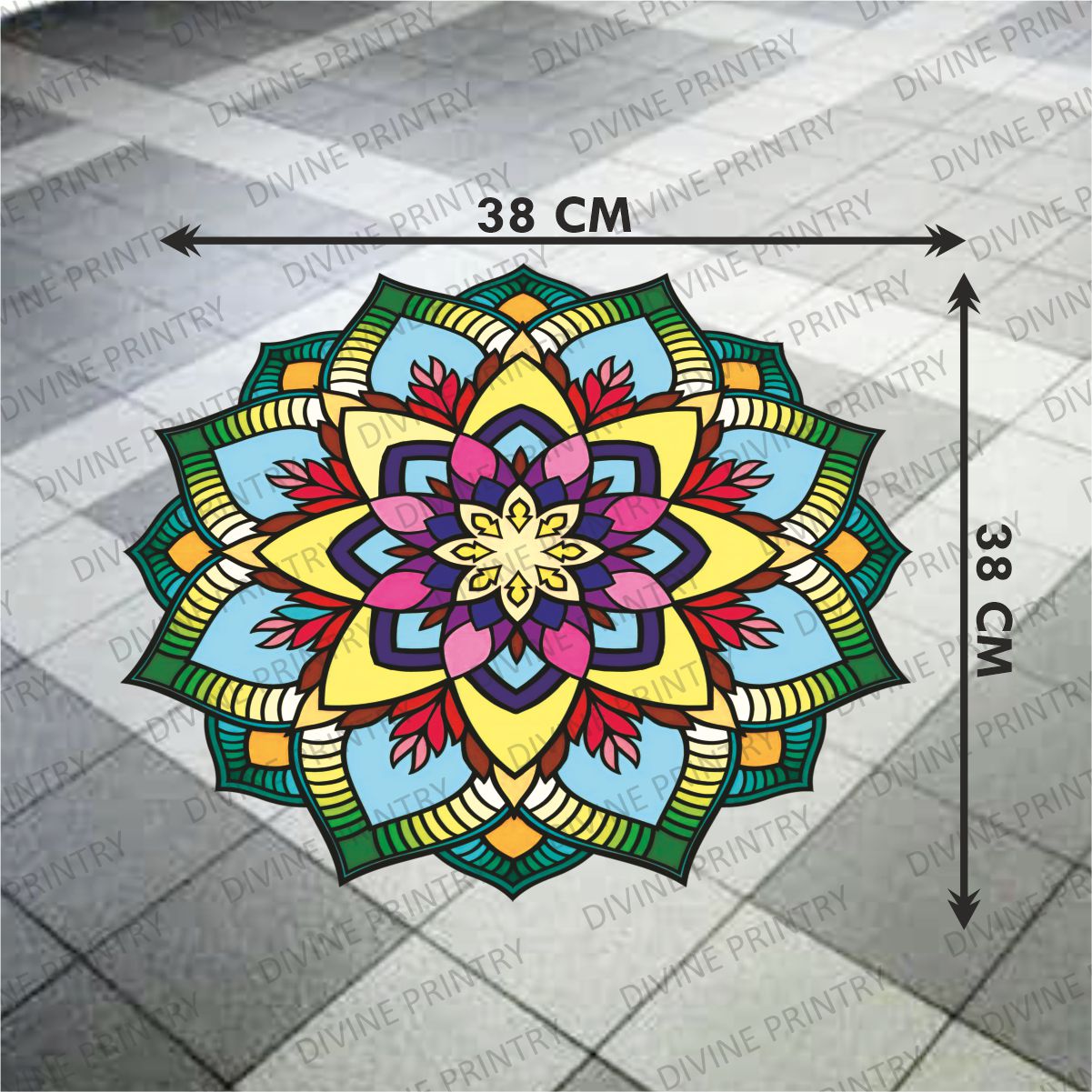 Homexa Decor | Rangoli Mandala Floor Sticker (Size 38 x 38 cm)