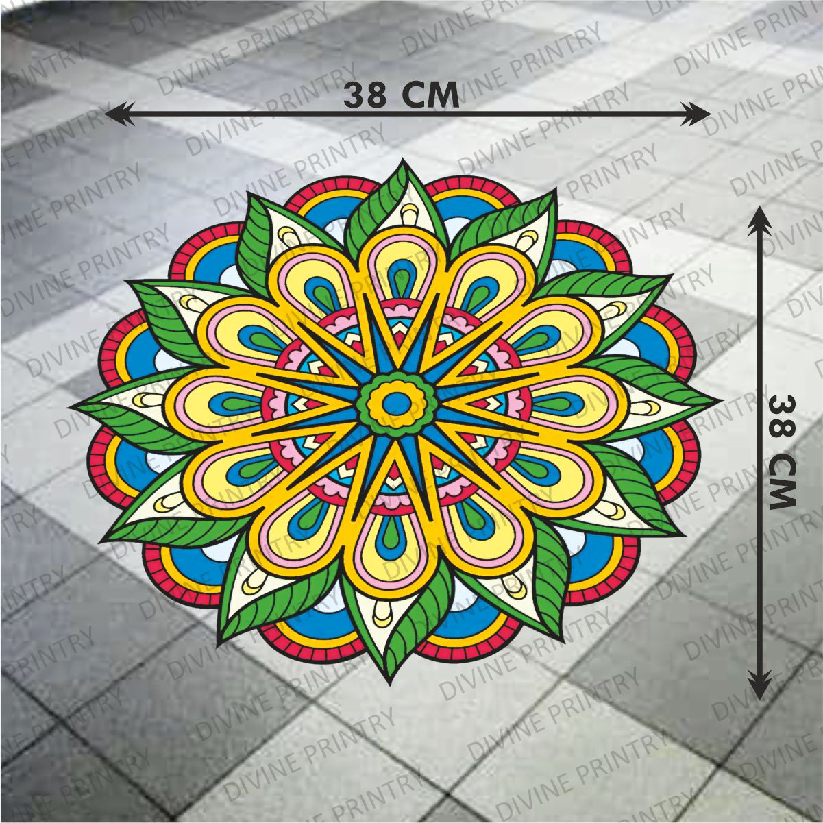 Homexa Decor | Rangoli Mandala Floor Sticker (Size 38 x 38 cm)