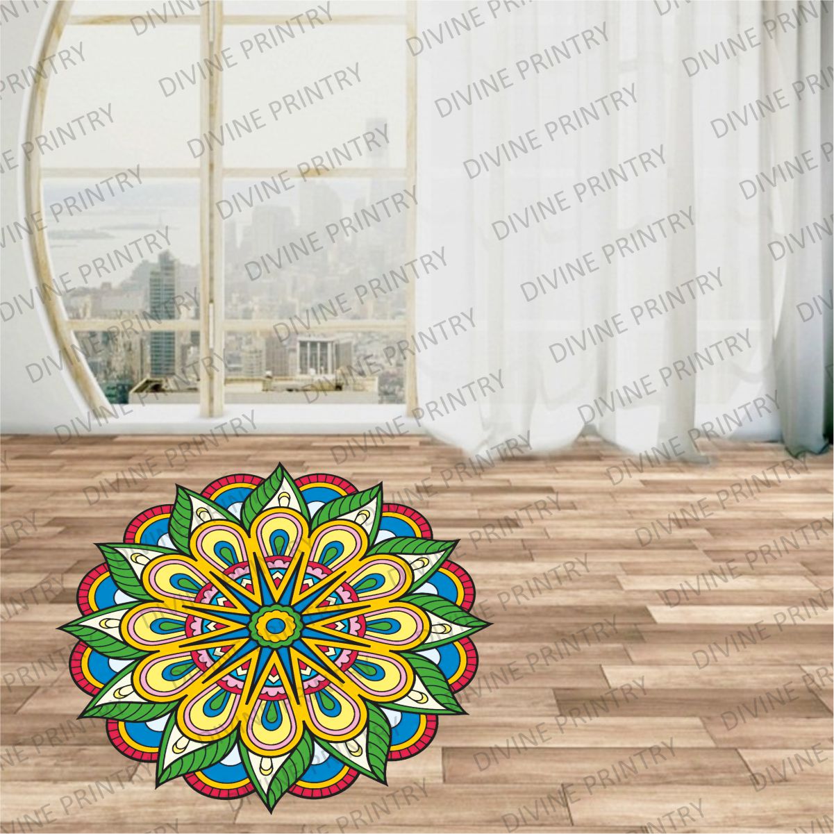 Homexa Decor | Rangoli Mandala Floor Sticker (Size 38 x 38 cm)